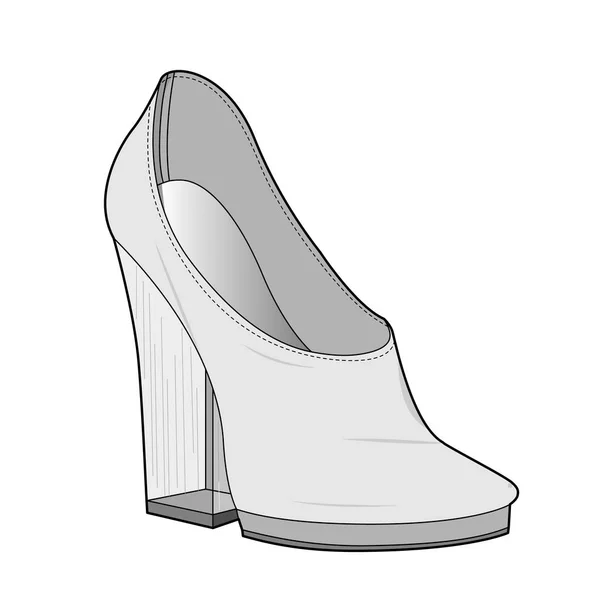 Schuhe Mode Flache Technische Zeichnung Vektor Vorlage — Stockvektor