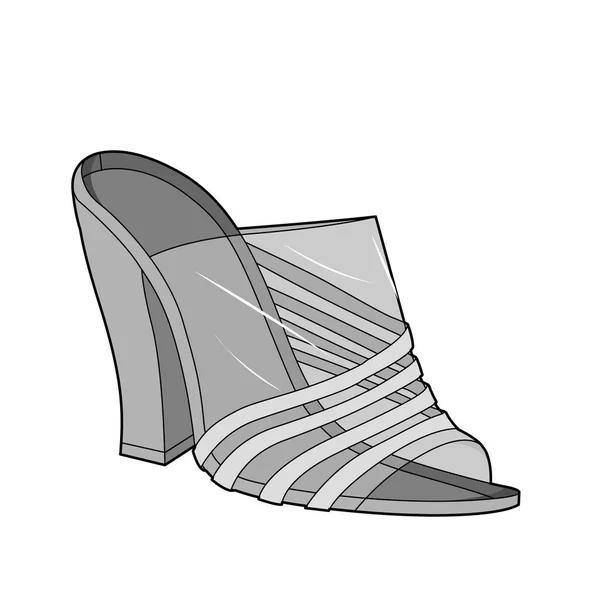 Zapatos Plantilla Vector Dibujo Técnico Plano Moda — Vector de stock