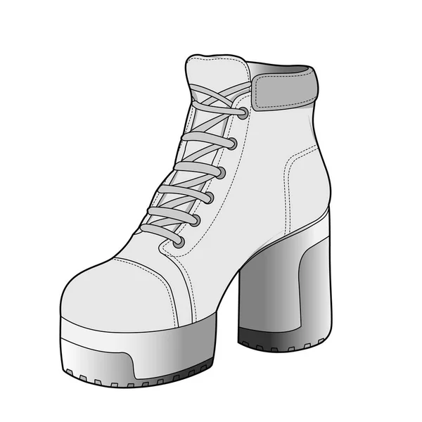 Shoes Fashion Flat Technical Drawing Vector Template — Stock Vector