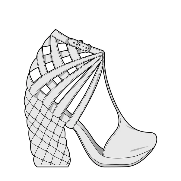 Shoes Fashion Flat Technical Drawing Vector Template — Stock Vector