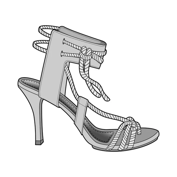 Sapatos Moda Plana Modelo Vetor Desenho Técnico — Vetor de Stock