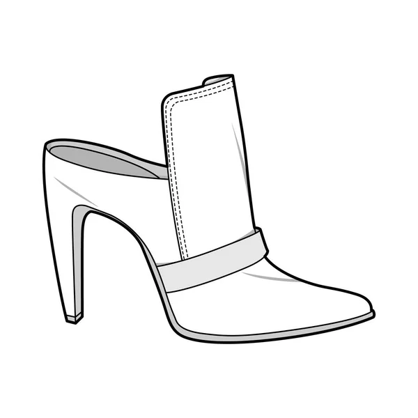 Chaussures Mode Plat Dessin Technique Vectoriel Modèle — Image vectorielle