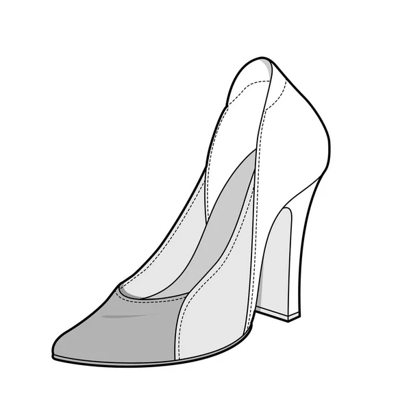 Shoes Fashion Flat Technical Drawing Vector Template — Stock Vector