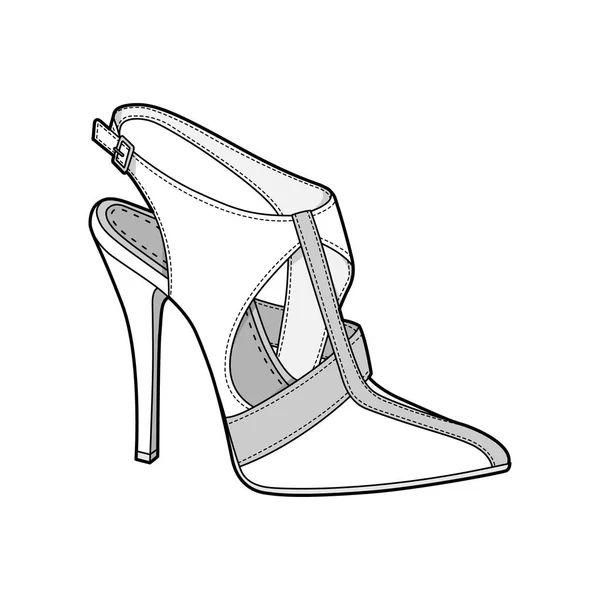 Взуття Мода Плоский Технічний Малюнок Векторний Шаблон — стоковий вектор