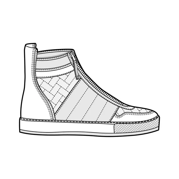 Shoes Fashion Flat Technical Drawing Vector Template — Stock Vector