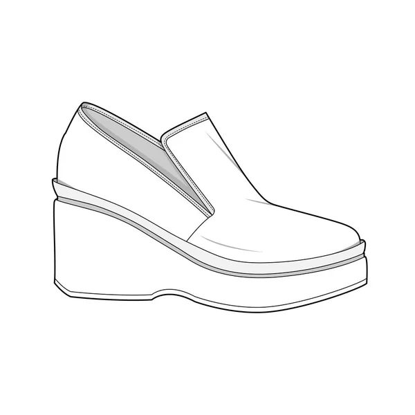 Shoes Fashion Flat Technical Drawing Vector Template — Stock Vector