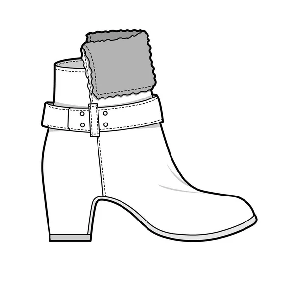 Взуття Мода Плоский Технічний Малюнок Векторний Шаблон — стоковий вектор
