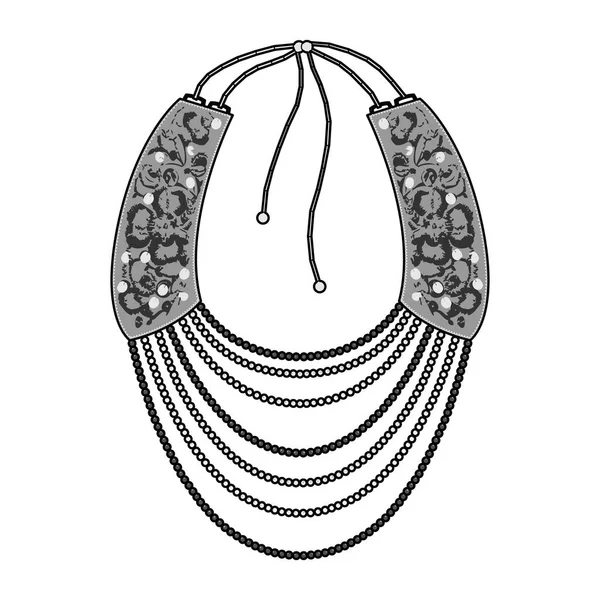Halskette Mode Flache Technische Zeichnung Vektor Vorlage — Stockvektor