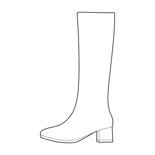 Long Boots Shoes Fashion flat technical drawing vector template