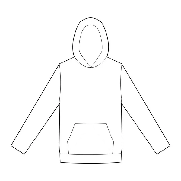 Hoody Fashion Flat Technical Drawing Template — Stock Vector