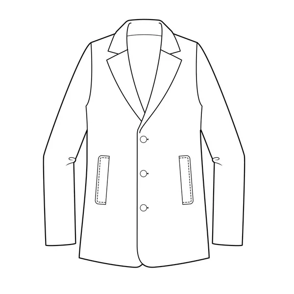 Jacket Fashion Flat Technical Drawing Vector Template — Stock Vector