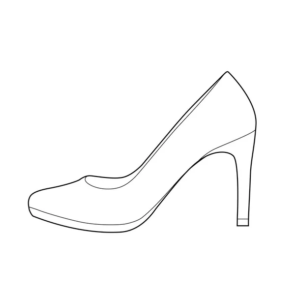 Highheel Schoenen Fashion Plat Technische Tekening Vector Sjabloon — Stockvector