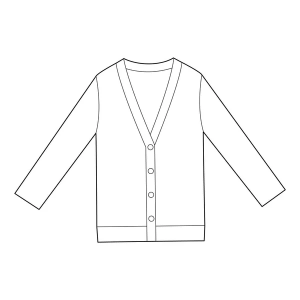 Cardigan Moda Piatto Modello Disegno Tecnico — Vettoriale Stock