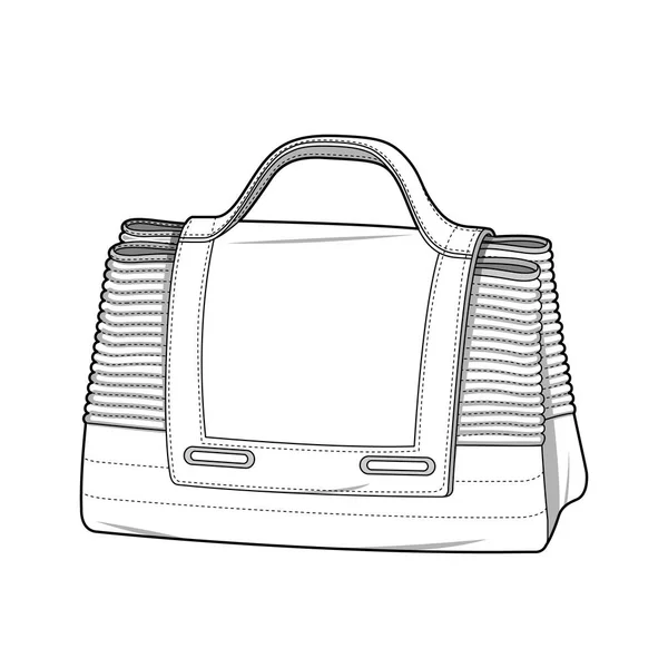 Tas Fashion Plat Technische Tekening Vector Sjabloon — Stockvector