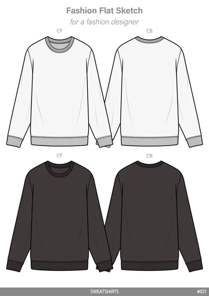 Sweatshirts Plantilla Dibujo Técnico Plano Moda — Archivo Imágenes Vectoriales