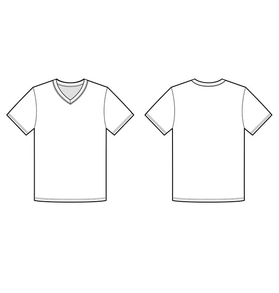 Basic Tee Shirt Fashion Flat Technical Drawing Template — Stock Vector