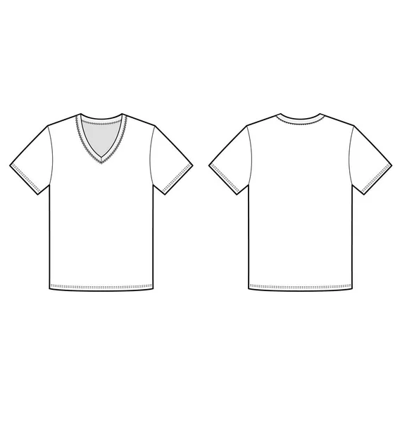 Basic Shirt Fashion Plat Technische Tekening Sjabloon — Stockvector