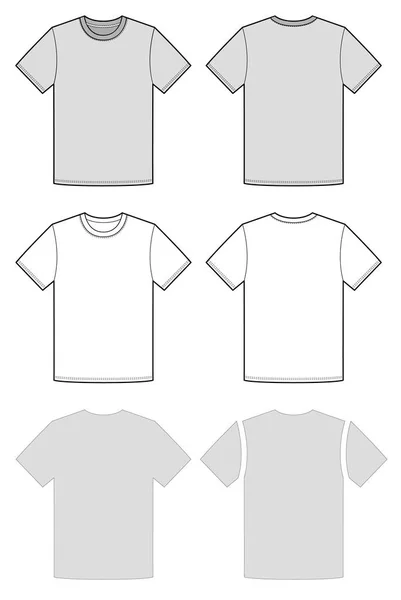 Camiseta Básica Plantilla Dibujo Técnico Plano Moda — Vector de stock