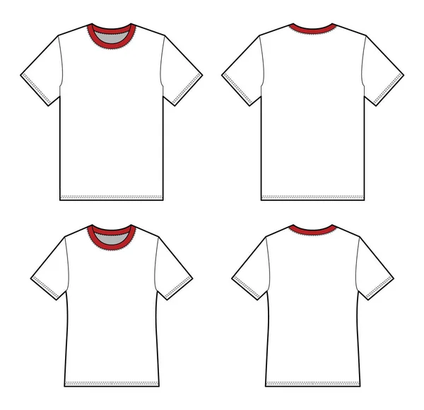 Basic Shirt Fashion Plat Technische Tekening Sjabloon — Stockvector