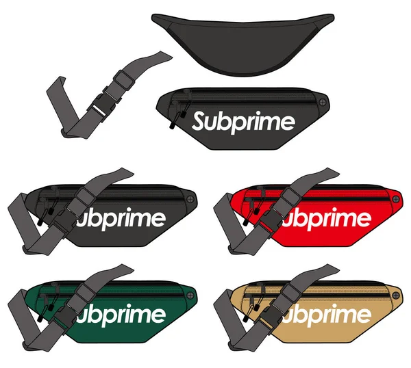 Bel çantası moda düz teknik çizim şablonu