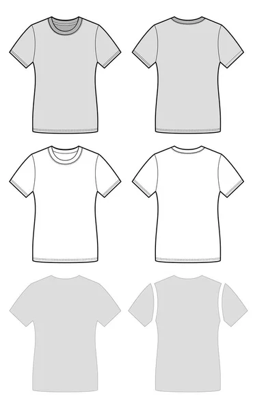 Tee Gömlek Moda Düz Teknik Çizim Şablonu — Stok Vektör