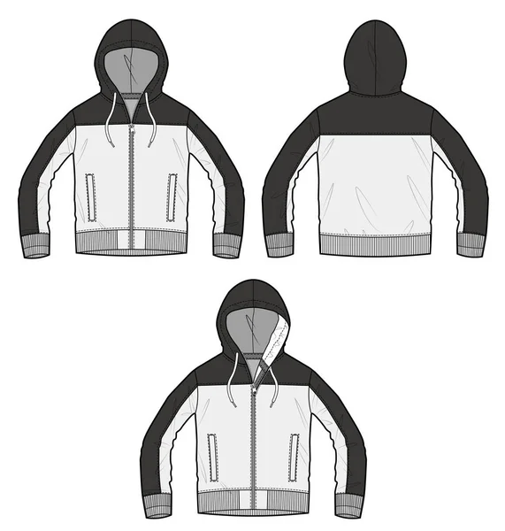 Athletische Jacke Äußere Mode Flache Technische Zeichnungsvorlage — Stockvektor