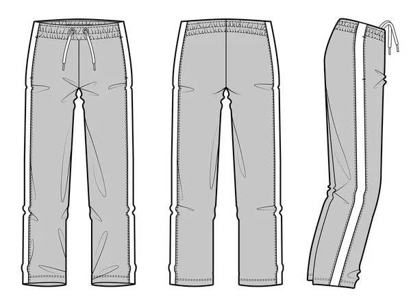 Track Pants Moda Plana Modelo Vetor Desenho Técnico — Vetor de Stock