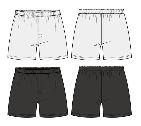 Krátké Kalhoty Módní Ploché Technické Kreslení Vektorové Šablona — Stockový vektor