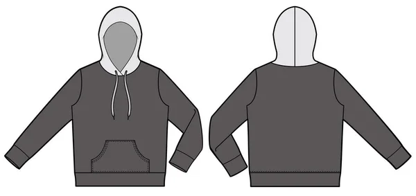 Hoody Mode Platt Tekniska Ritningsmall — Stock vektor