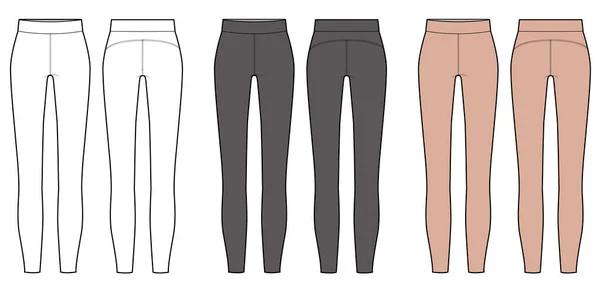 Tayt pantolon moda düz teknik çizim vektör şablonu