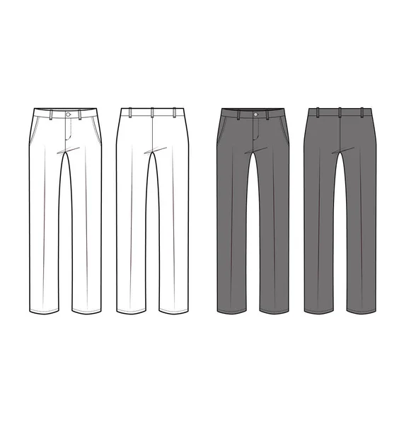 Pants Formal Trousers Мода Плоский Технічний Малюнок Векторний Шаблон — стоковий вектор
