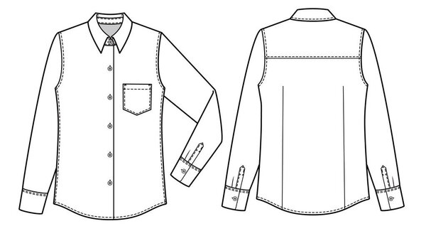 Длинные рубашки SLEEVE моды плоский технический рисунок шаблон
