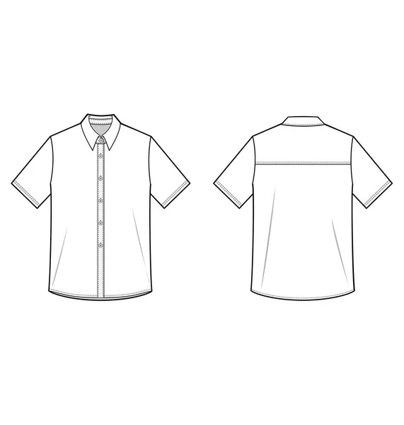 Camisas Manga Larga Plantilla Dibujo Técnico Plano Moda — Vector de stock