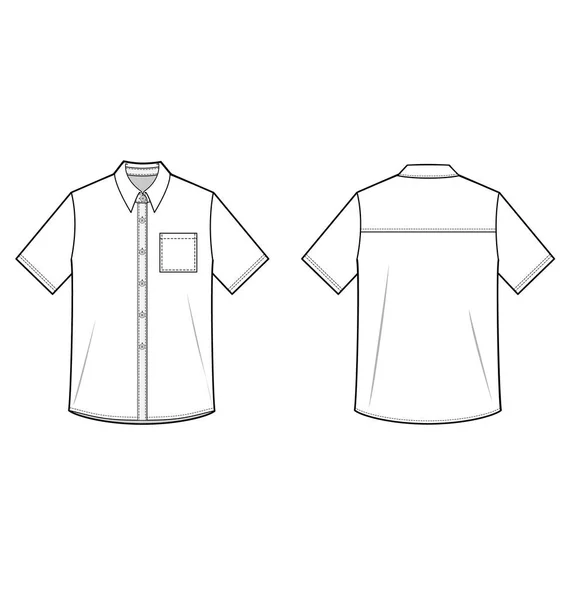 Lungo Leeve Shirts Moda Piatto Modello Disegno Tecnico — Vettoriale Stock