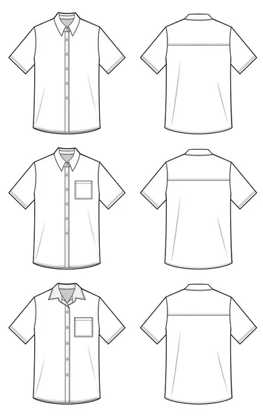 Longa Sleeve Shirts Moda Plana Modelo Desenho Técnico —  Vetores de Stock