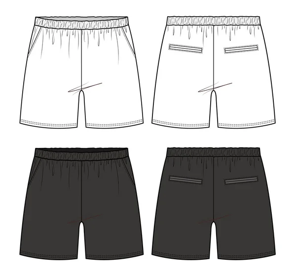 Krátké Kalhoty Módní Ploché Technické Kreslení Vektorové Šablona — Stockový vektor