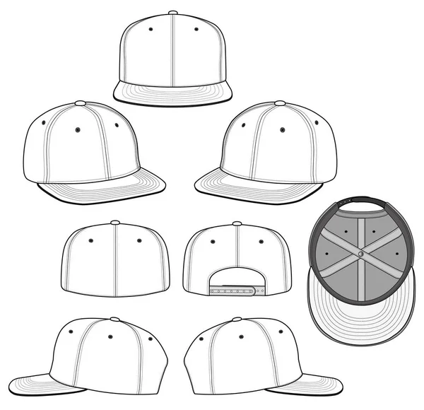Snapback Cap moda düz vektör çizim mockup tasarım
