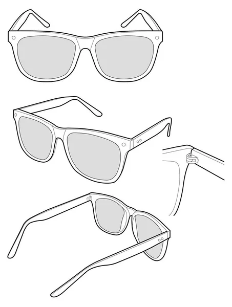 Gafas Sol Plantilla Vector Sketche Plano Moda — Vector de stock