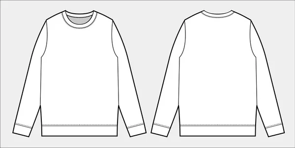 Sweatshirts Plantilla Dibujo Técnico Plano Moda — Vector de stock