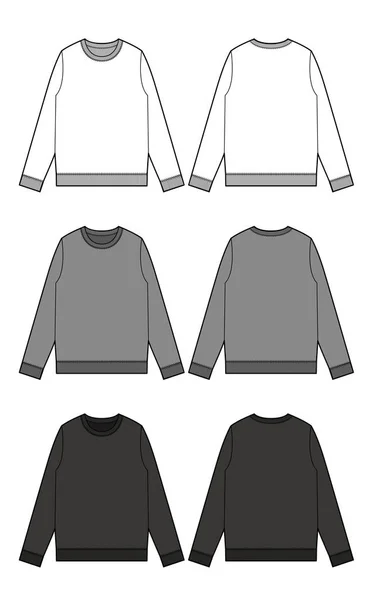 Sweatshirts Moda Plana Modelo Desenho Técnico —  Vetores de Stock