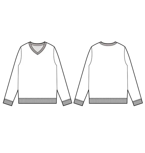 Sweater Top Dibujos Técnicos Moda Plano Plantilla Vectorial Sketches — Vector de stock