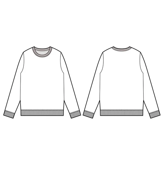 Sweatshirts Moda Plana Modelo Desenho Técnico —  Vetores de Stock