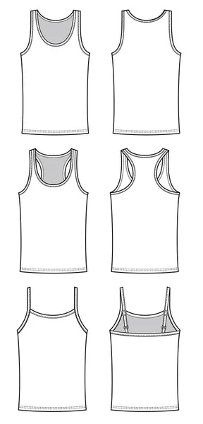 Mangas Tank Top Moda Plana Modelo Desenho Técnico — Vetor de Stock