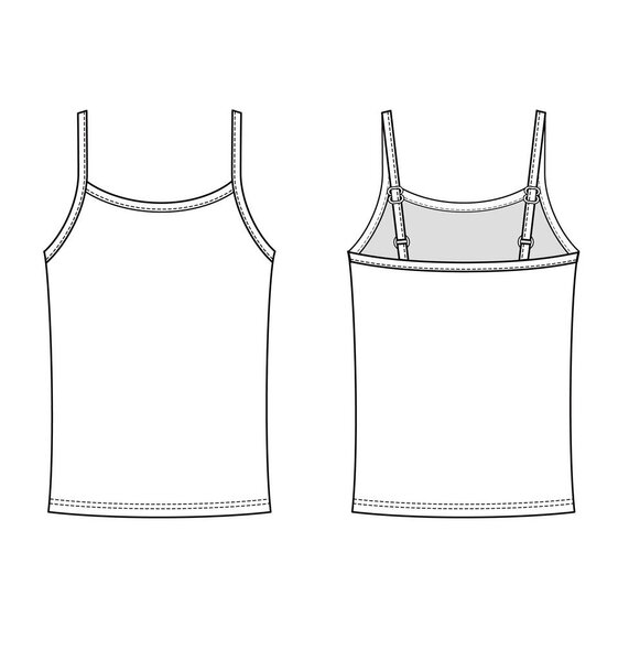 TANK TOP fashion flat technical drawing template