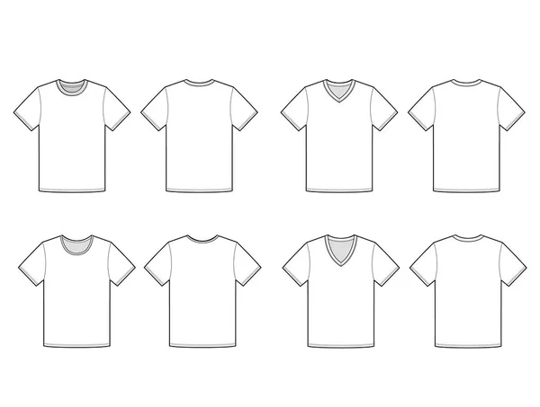 Grundlegende Shirt Mode Flache Technische Zeichnungsvorlage — Stockvektor