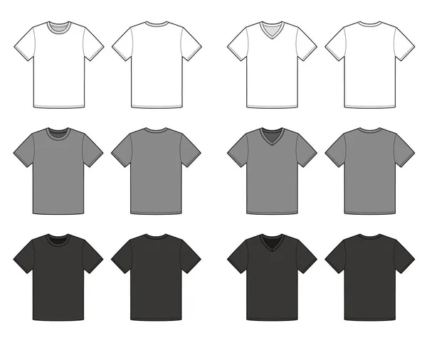 Basic Shirt Fashion Plat Technische Tekening Sjabloon — Stockvector