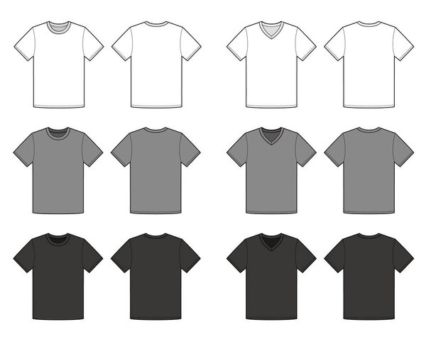 Базовая модель футболки с плоским техническим рисунком
