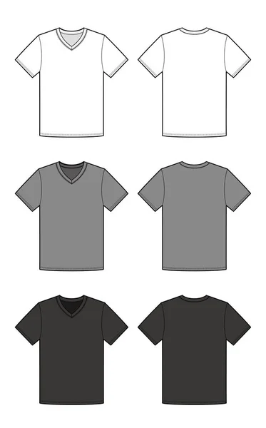 Grundlegende Shirt Mode Flache Technische Zeichnungsvorlage — Stockvektor
