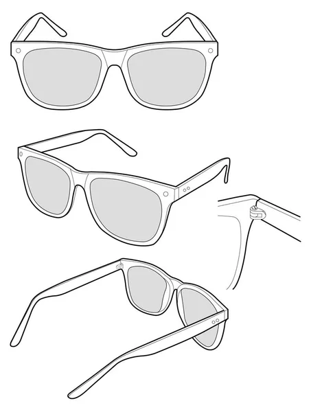Sunglasses Fashion Flat Sketche Vector Template — Stock Vector