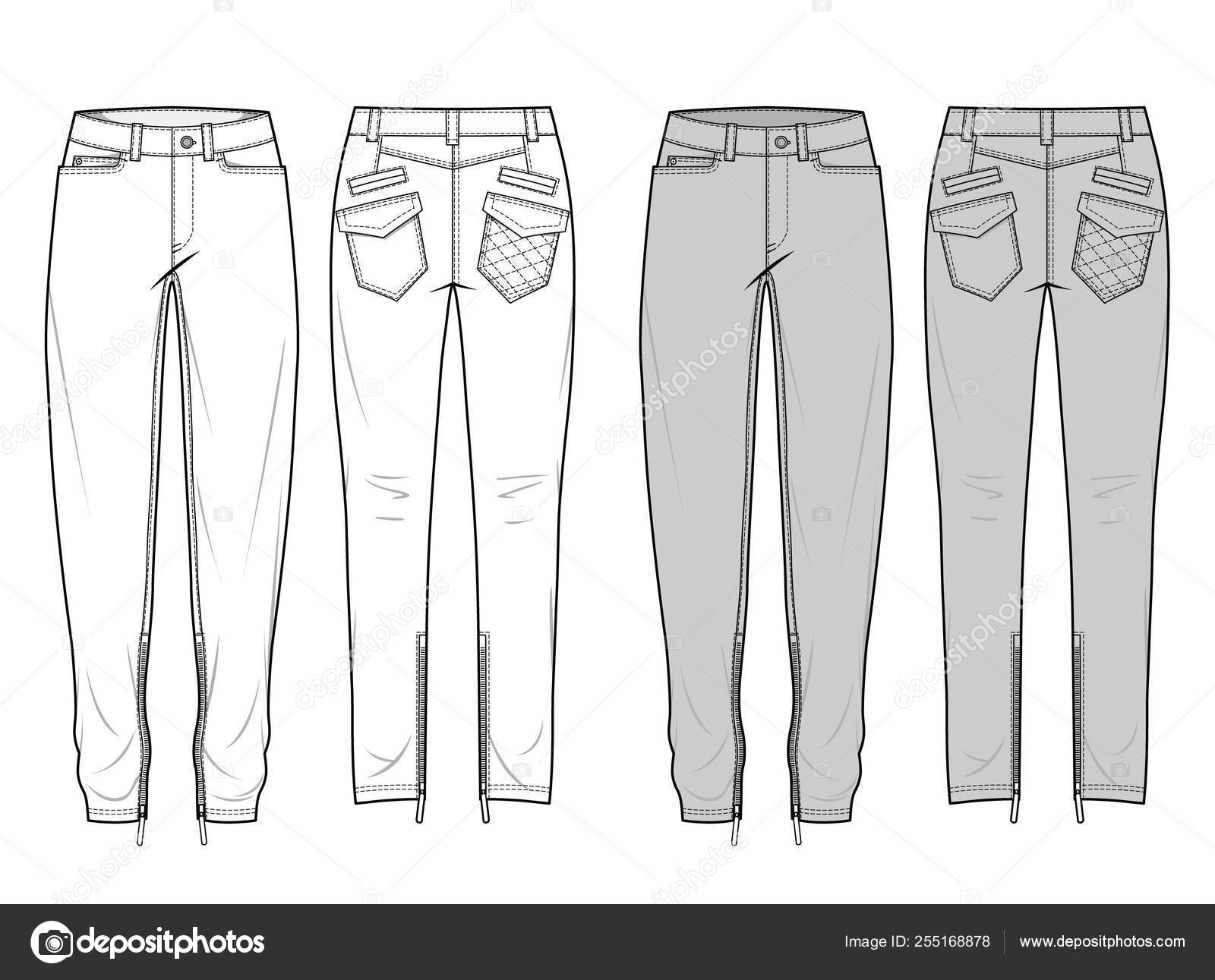 Buy Tapered High Waisted Trousers Fashion Flat Sketch, Fashion Template,  Technical Drawing, Vector CAD Online in India - Etsy